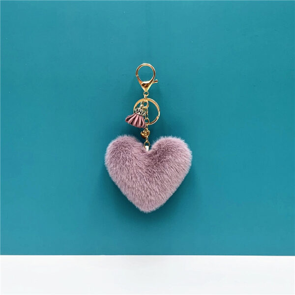 569426797 Heart Shaped Keychain – Plush Imitation Mink Fur Bag Charm | 11 Colours