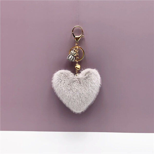 569426798 Heart Shaped Keychain – Plush Imitation Mink Fur Bag Charm | 11 Colours