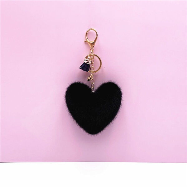569426803 Heart Shaped Keychain – Plush Imitation Mink Fur Bag Charm | 11 Colours