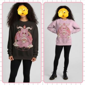 care bear baphomet sweatshirt pastel goth design