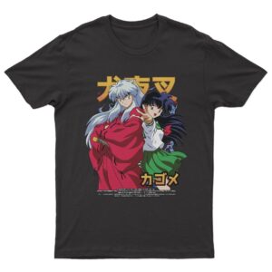 Inuyasha anime t-shirt in black with character graphic print, unisex