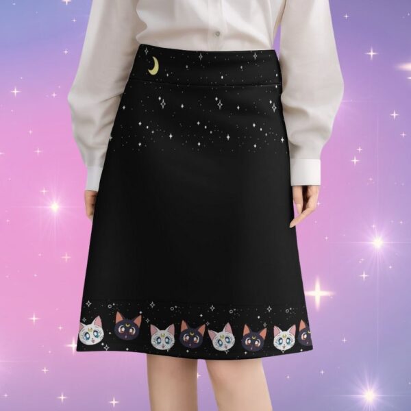 Luna-Artemis-knee-skirt-model Luna and Artemis Skirt – High-Waisted Knee Length Print Skirt | S to 7XL