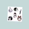 Junji Ito inspired mix vinyl sticker sheet with spiral girl snail girl tentacle cat and horror anime characters in black