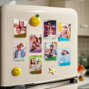personalized fridge magnet custom liquid glitter shaker photo effect