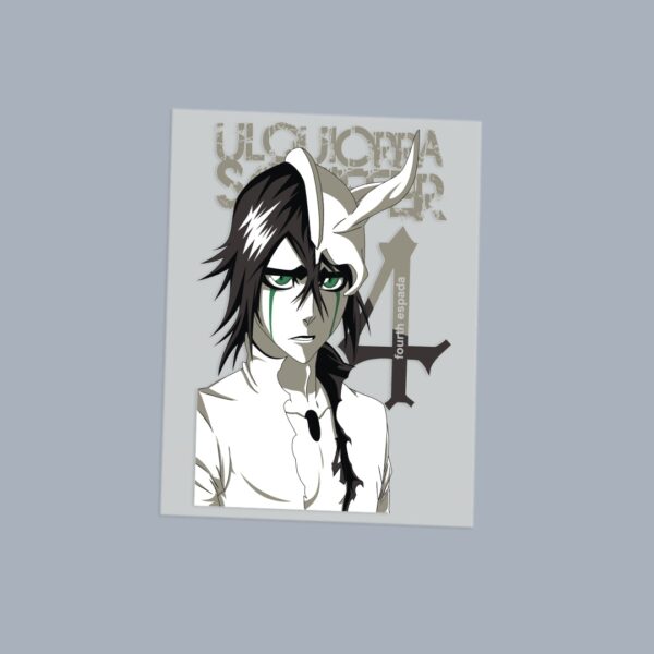 Bleach anime mix DTF transfer sheet A5 featuring Ichigo Kurosaki Ulquiorra and Grimmjow in bold graphic style