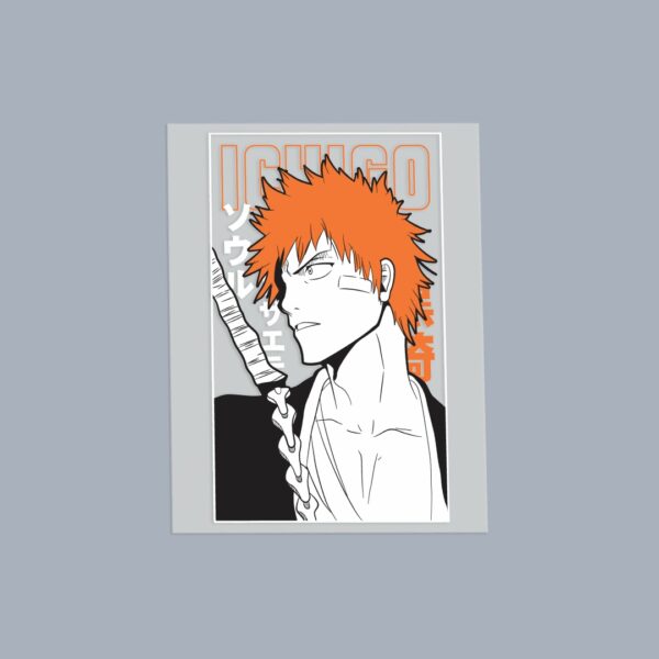 Bleach anime mix DTF transfer sheet A5 featuring Ichigo Kurosaki Ulquiorra and Grimmjow in bold graphic style