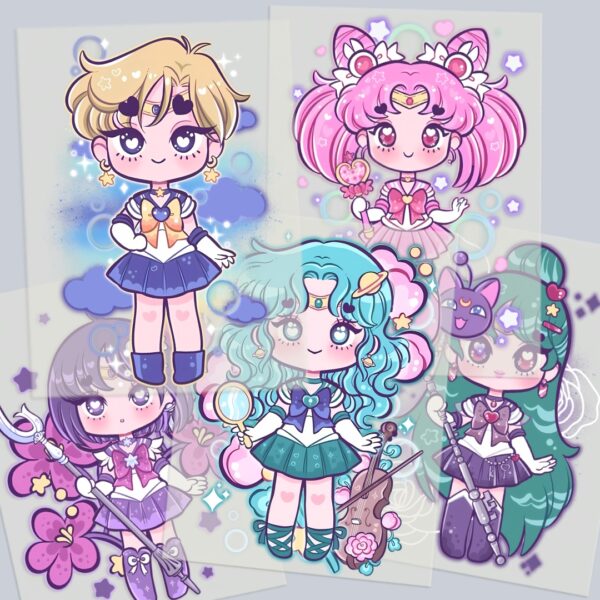 Sailor Moon Chibi Design DTF Transfer Sheet A5 | Kawaii Anime Heat Press Iron On