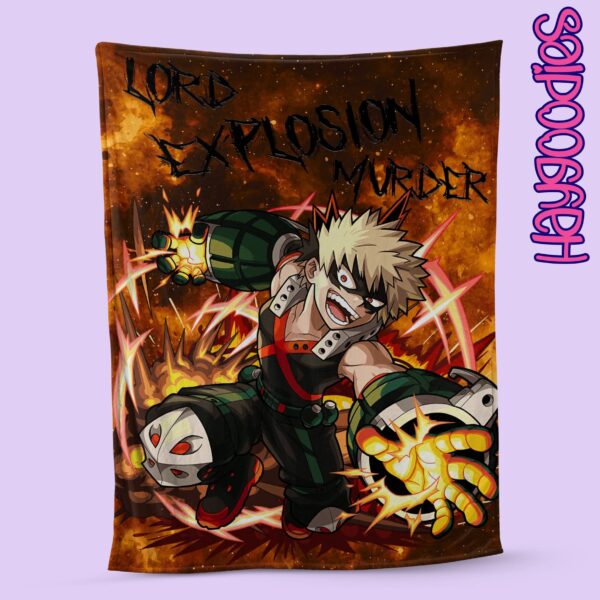 katsuki bakugo fleece blanket anime throw design