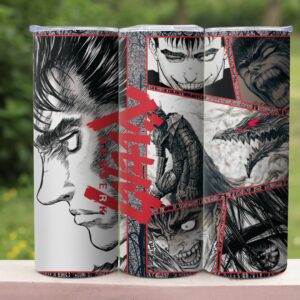 berserk 20oz skinny tumbler anime design