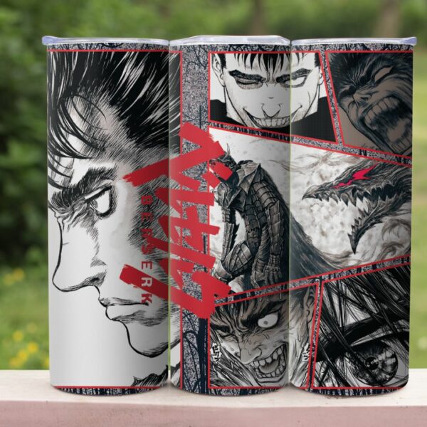 berserk 20oz skinny tumbler anime design