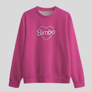 Bimbo unisex hot pink sweatshirt with relaxed oversized fit, drop shoulder sleeves, sizes XS to 6XL