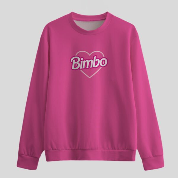 Bimbo unisex hot pink sweatshirt with relaxed oversized fit, drop shoulder sleeves, sizes XS to 6XL