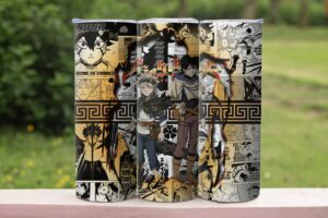 black clover 20oz skinny tumbler anime design