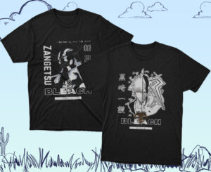 Bleach anime t-shirt in black with Soul Reaper character graphic print, unisex classic fit