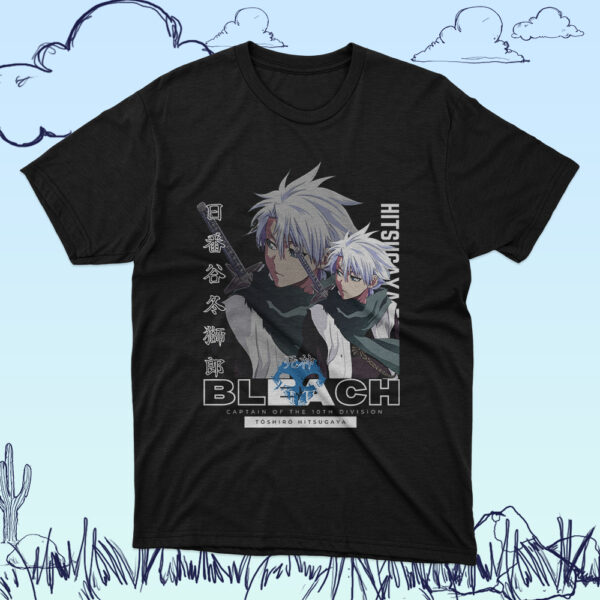 Bleach anime t-shirt in black with Soul Reaper character graphic print, unisex classic fit