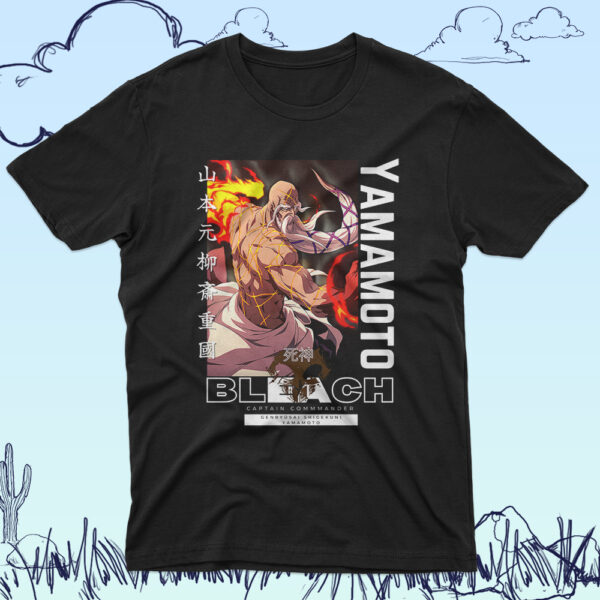 Bleach anime t-shirt in black with Soul Reaper character graphic print, unisex classic fit
