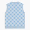 blue argyle sweater vest unisex V-neck knit vest S to 6XL