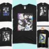 Blue Lock t-shirt in black with anime character graphic print, unisex classic fit