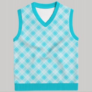 teal argyle sweater vest unisex V-neck knit vest S to 6XL