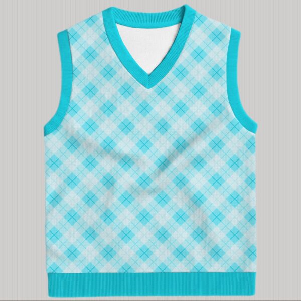 teal argyle sweater vest unisex V-neck knit vest S to 6XL