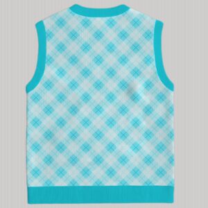 teal argyle sweater vest unisex V-neck knit vest S to 6XL
