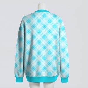 Teal argyle diamond pattern unisex knit cardigan front view, classic preppy design, relaxed fit S-7XL