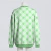 Pastel green argyle pattern unisex knit cardigan front view, classic preppy design, relaxed fit S-7XL