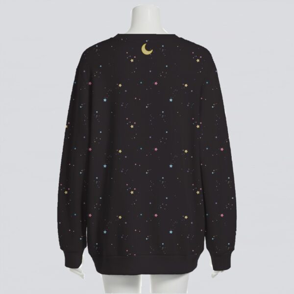 Luna & Artemis Sailor Moon cats unisex knit cardigan front view, black & white cat print, relaxed fit S-7XL