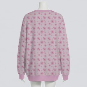 Pink sakura cherry blossoms unisex knit cardigan front view, delicate petal pattern, relaxed fit S-7XL