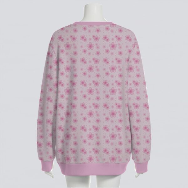 Pink sakura cherry blossoms unisex knit cardigan front view, delicate petal pattern, relaxed fit S-7XL