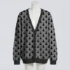 Upside down crosses pattern unisex knit cardigan front view, bold inverted cross design, relaxed fit S-7XL