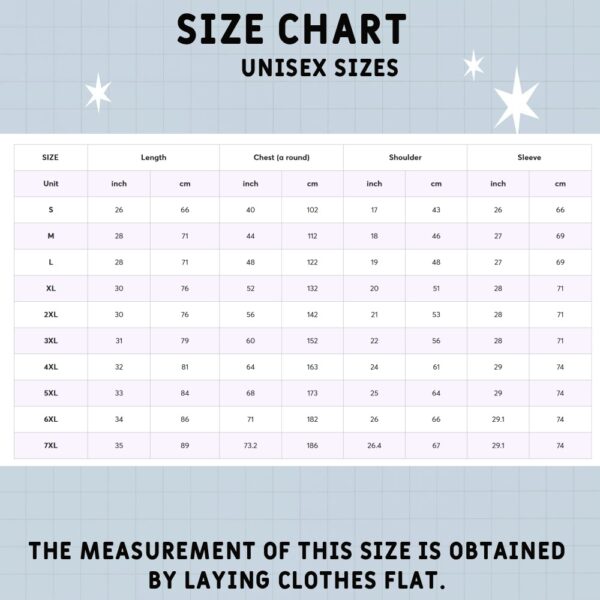 cardigansizechart (1) Pastel Flowers and Dragon Cardigan – Unisex Blue and Purple S–7XL