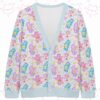carebears-blue-cardigan-fr Pastel Care Bears knit cardigan front view with blue trim