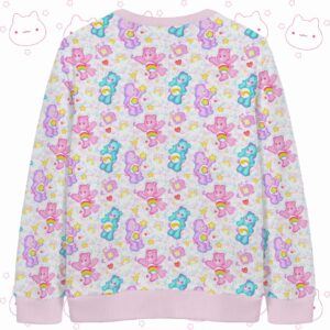 Pastel Care Bears knit cardigan front view with pink trim