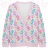 Pastel Care Bears knit cardigan front view with pink trim