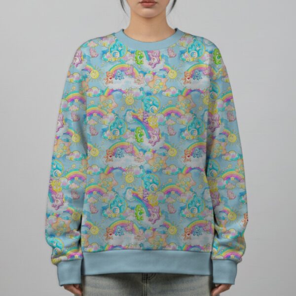 care bears oversized sweatshirt pastel rainbow pattern
