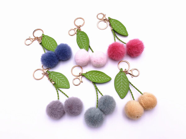 cherry keychains cute cherry keychain soft faux fur plush charm
