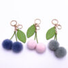cherry3 cute cherry keychain soft faux fur plush charm