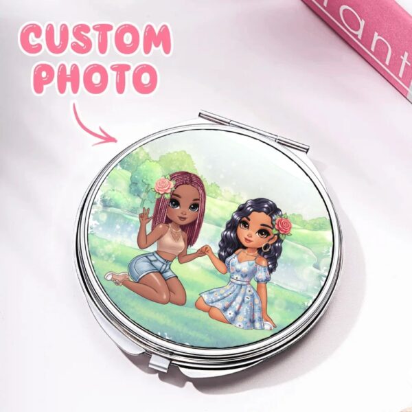 personalized circle compact mirror custom photo metal