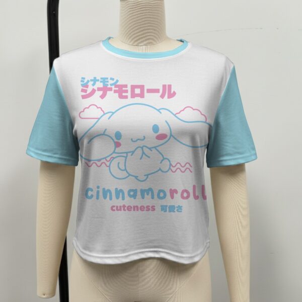 cropped-top-fr-cinnamoroll Cinnamoroll crop top kawaii Sanrio graphic Japanese text blue sleeves