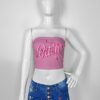 tube top bitch slogan strapless bandeau crop pink black XS to 5XL