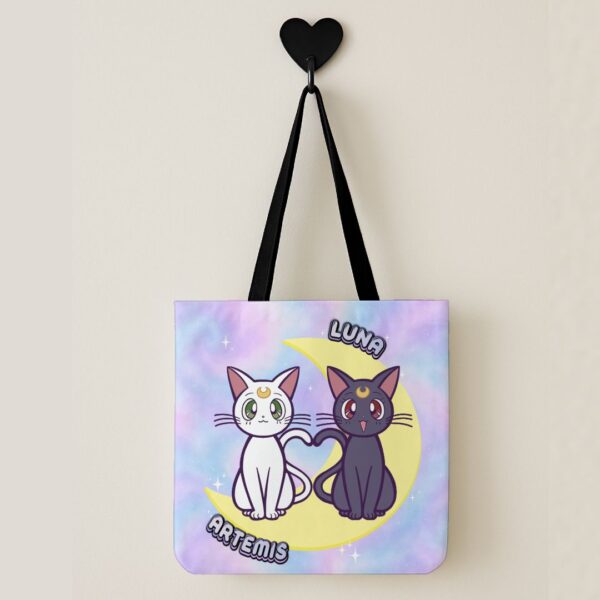 Luna and Artemis Sailor Moon shopping tote bag 12.60 x 12.28 inch