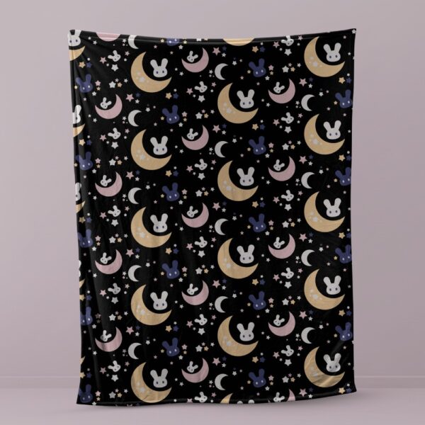 Kawaii Moon, Stars & Rabbit Soft Fleece Blanket | Ultra-soft fleece · Various sizes