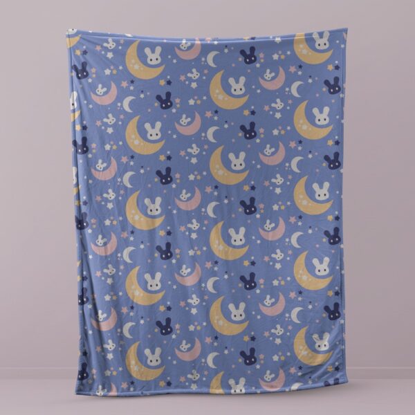 Kawaii Moon, Stars & Rabbit Soft Fleece Blanket | Ultra-soft fleece · Various sizes