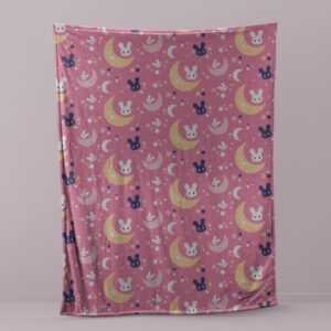 Kawaii Moon, Stars & Rabbit Soft Fleece Blanket | Ultra-soft fleece · Various sizes