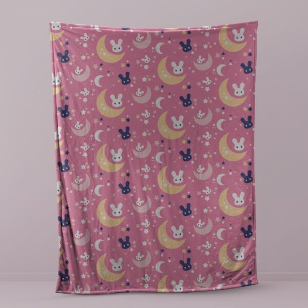 Kawaii Moon, Stars & Rabbit Soft Fleece Blanket | Ultra-soft fleece · Various sizes