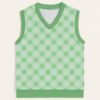 green argyle sweater vest unisex V-neck knit vest S to 6XL