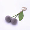 grey purple Cute Cherry Keychain – Faux Fur Plush Fruit Ball Charm | Bag & Car Accessory