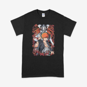 Bleach anime t-shirt in black with Soul Reaper character graphic print, unisex classic fit