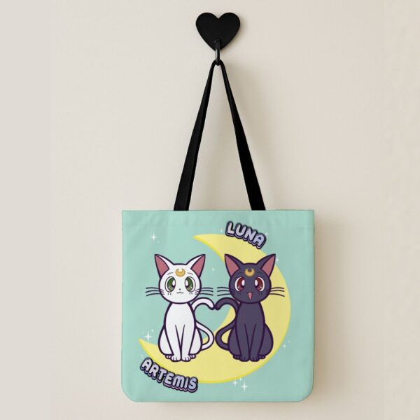 Luna and Artemis Sailor Moon shopping tote bag 12.60 x 12.28 inch